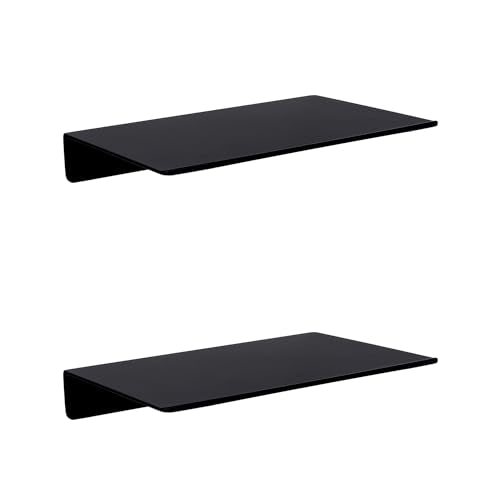 Zoomers Floating Wall Shelves, 2pc Small Shelves for Wall.Small Floating Shelf for Living Room, Bedroom, Kitchen.Small Metal Shelf with Lip (8'', White)