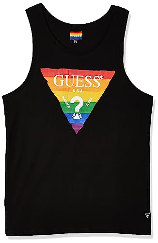 GUESS Men's Sleeveless Basic Pride Logo Tank, Jet Black