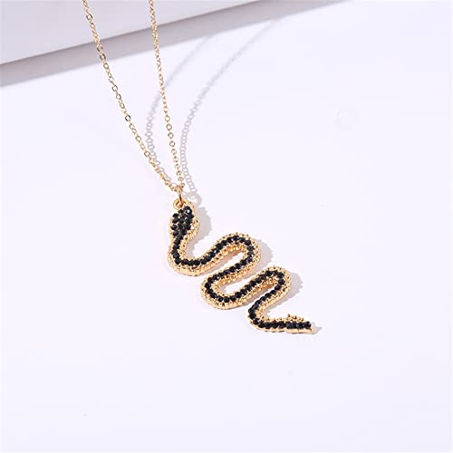 Snake Necklace for Women Men Colorful Zirconia Rhinestone Cobra Snake Animal Pendant Necklace Cool Snake Jewelry