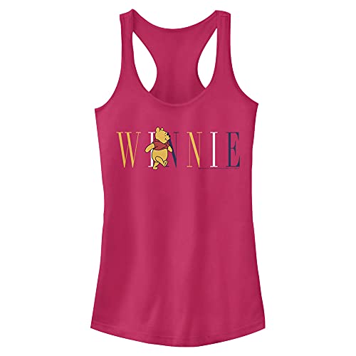 Disney Junior's Winnie Pooh Fashion Slim Fit, Scoop Hem Racerback Tank, Dark Pink, X-Small