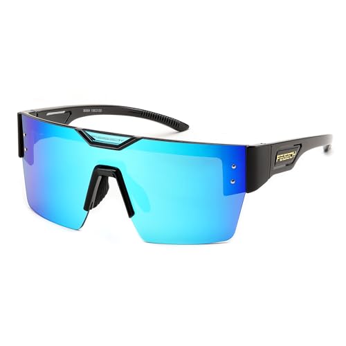 FEISEDY Sunglasses Men Women, Big Oversized Square Frame,UV400 Mirrored Sun Glasses, Cycling Driving Fishing Hiking B0064