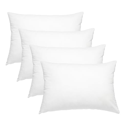 GagetElec Throw Pillows Insert,Bed and Couch Pillows,Indoor Decorative White Rectangular Pillows,Premium Pillows for Bed,Couch and Cushion (4 Pack, 24" X 16")