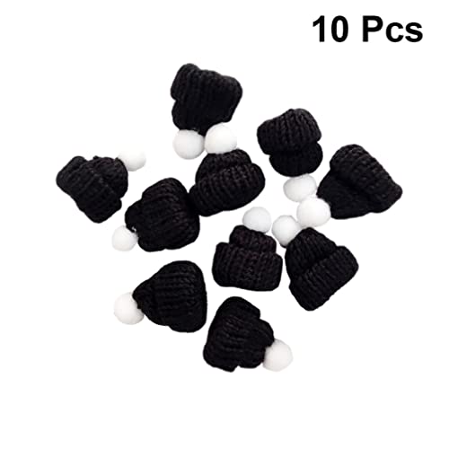 PRETYZOOM Christmas Knitting Hats - Santa Doll Hat, Lollipop Hats, Wine Bottle Hat for DIY Craft Decoration (10pcs, Black)