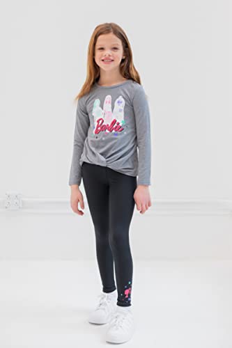 Barbie Toddler Girls Knotted Long Sleeve Graphic T-Shirt & Leggings Grey/Black 2T