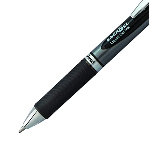 EnerGel™ RTX Retractable Liquid Gel Pens, Bold Point, 1.0 mm, Black/Silver Barrel, Black Ink, Pack Of 12