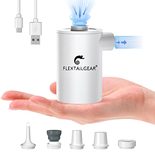 FLEXTAILGEAR MAX Pump 2020 Portable Air Pump with 3600mAH Battery USB Rechargeable Air Pump-Quick Inflate Deflate for Sleeping Pads, Air Mattress, Pool Toys, Floats, Swimming Ring, Air Bed (White)