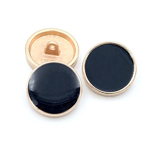 Round Metal Buttons Sweater Decorative Coat Buttons for Craft Embellishments 5pcs(Black-2,23mm)