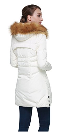 Orolay Women's Down Jacket with Faux Fur Trim Hood Beige XS