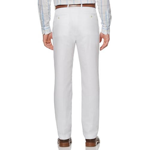 Perry Ellis Men's Essentials Linen Dress Pant, Modern Fit, Solid Twill, Lightweight (Waist Size 29 - 42), 33W x 30L, Natural Linen Herringbone
