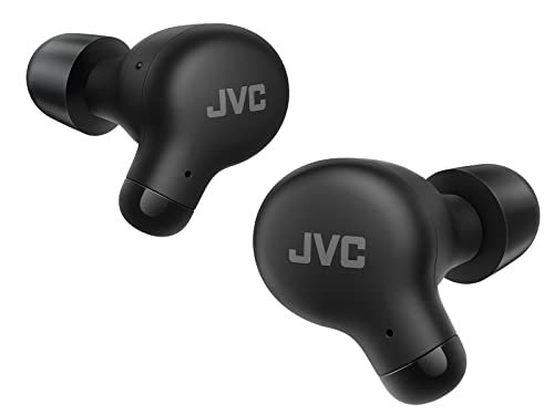 JVC New Marshmallow True Wireless Earbuds Headphones, Long Battery Life (up to 28 Hours), Sound with Neodymium Magnet Driver, Including Memory Foam Earpieces - HAA18TB (Black), Compact