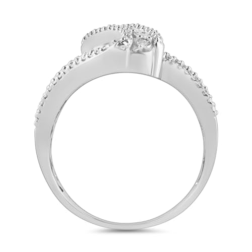 Amazon Essentials Sterling Silver Diamond 3 Row Twist Fashion Band Ring (1/10 cttw), Size 6, (previously Amazon Collection)