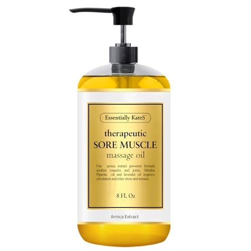 Essentially KateS Sore Muscle Massage Oil 8 Fl Oz - Arinca Extract and Peppermint - Soothe Sore and Tired Muscle and Joints