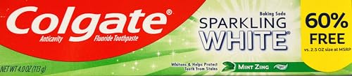 Colgate Sparkling White Whitening Toothpaste, Mint - 4 ounce (6 Pack)