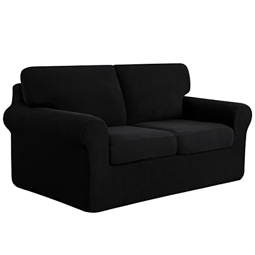 SUBRTEX 3 Pieces Stretch Sofa Slipcover Sets Couch Cover Sets Backrest Cushion Covers Furniture Protector Collection Set for Oversize Sofa Loveseat Chair Slip Covers(Small, Navy)
