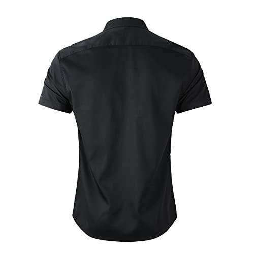Beninos Men's Short Sleeve Dress Shirt (5619 Black, S)
