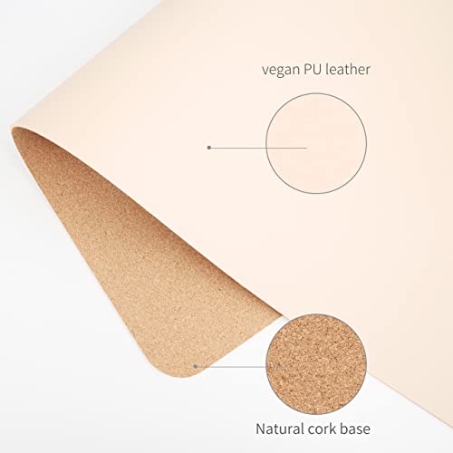 RENMTURE Dual-Sided Mouse Pad, Natural Cork & PU Leather Large Desk Pad for Office and Home Work, Desk Protector Non-Slip, Waterproof, Easy Clean (Pink, 36"x17")