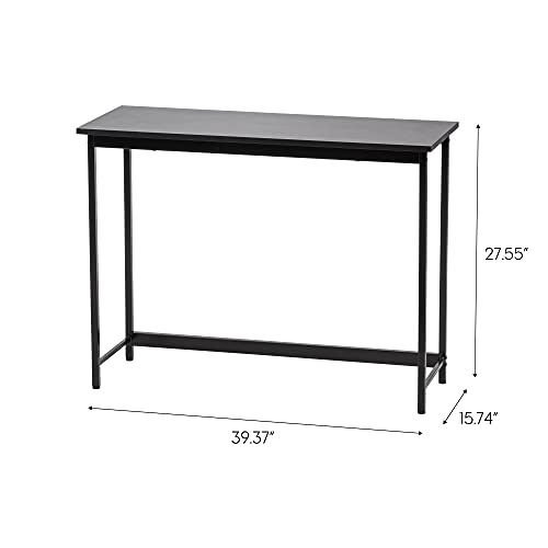 IRIS USA Modern Computer Office Desk Table with Matte Black Steel Frame, Wood