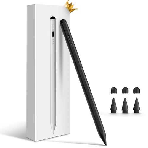 Stylus Pen for iPad, 13 mins Fast Charge Apple iPad Pencil, Dual-Tip Active Stylus, Palm Rejection, Tilt Sensitivity, Work w/iPad Pro 11/12.9in, iPad 6/7/8/9/10, iPad Air 3/4/5, iPad Mini 5/6 - Black