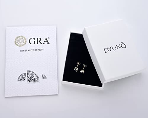 DYUNQ Black Moissanite Earrings 3MM to 8MM for Men Women, Lab Created Diamond 925 Sterling Silver Hypoallergenic Stud Gemstone Earrings, 18k Gold Plated, Jewelry Gifts (7.5mm)