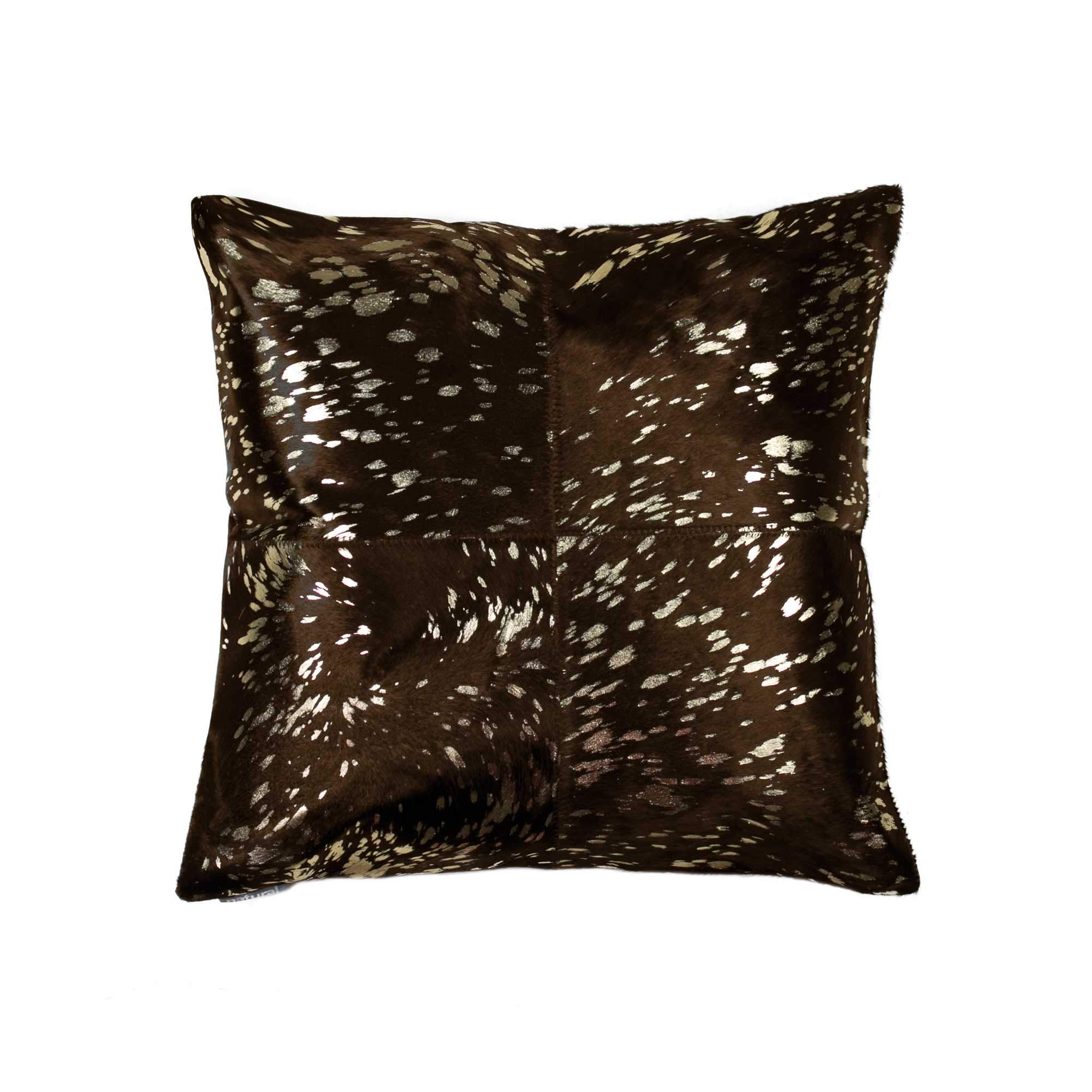 18" x 18" x 5" Gold And Chocolate Quattro  Pillow