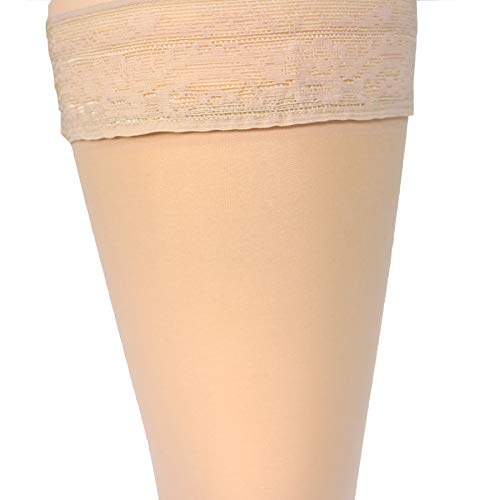 Truform Sheer Compression Stockings, 20-30 mmHg, Women's Thigh High Length, 30 Denier, Beige, Small