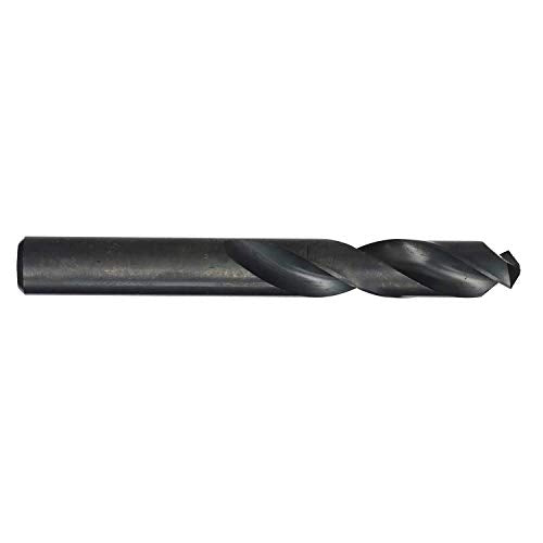Drill America DWDST Series High-Speed Steel Screw Machine Length Drill Bit, Black Oxide Finish, Round Shank, Spiral Flute, 135 Degrees Split Point, 19/64" Size (Pack of 12)