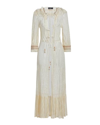 PATBO, Jute Trim Lace Robe, XL, Ivory