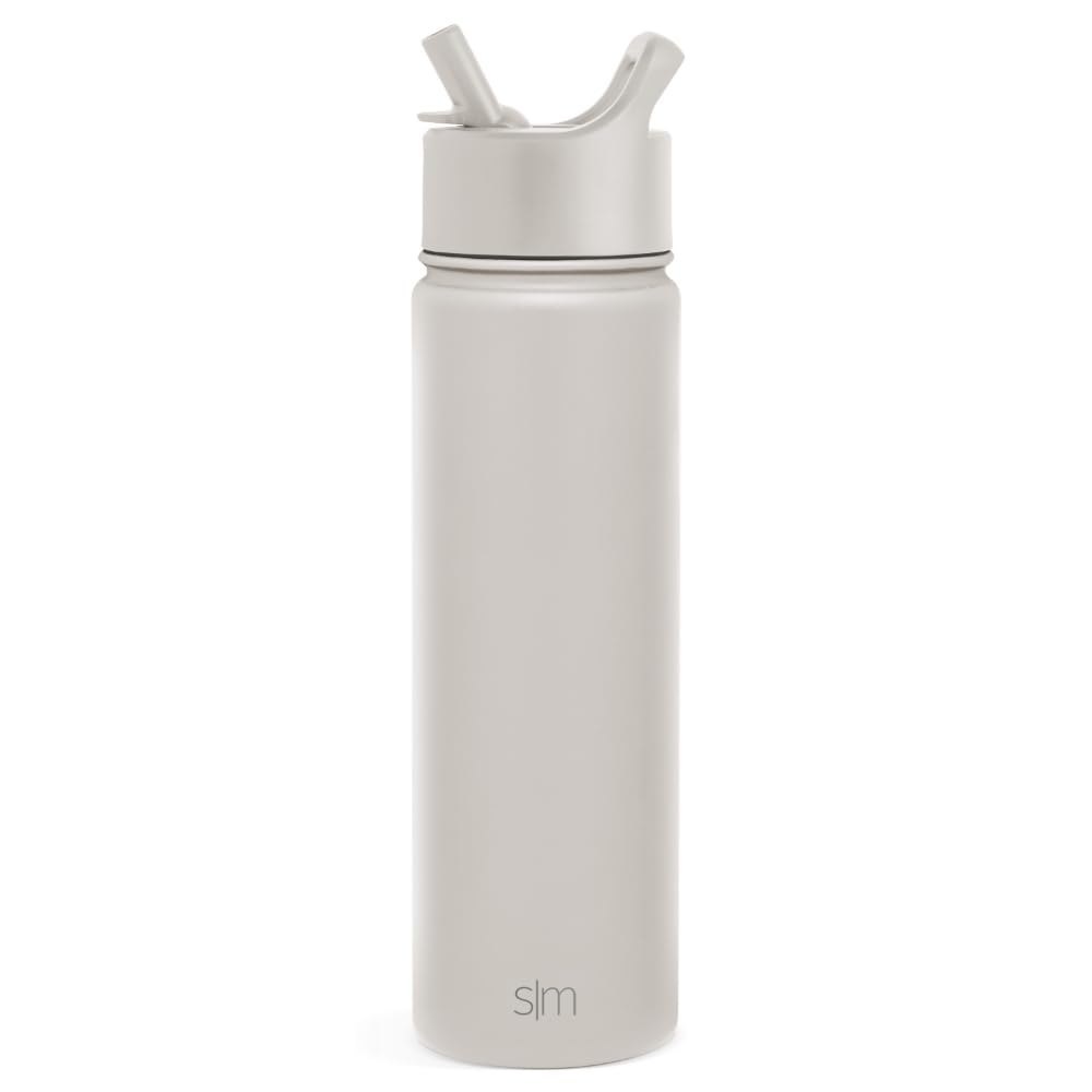 Simple Modern Water Bottle with Straw Lid Vacuum Insulated Stainless Steel Metal Thermos | Reusable Leak Proof BPA-Free Flask for Gym, Travel, Sports | Summit Collection | 22oz, Almond Birch