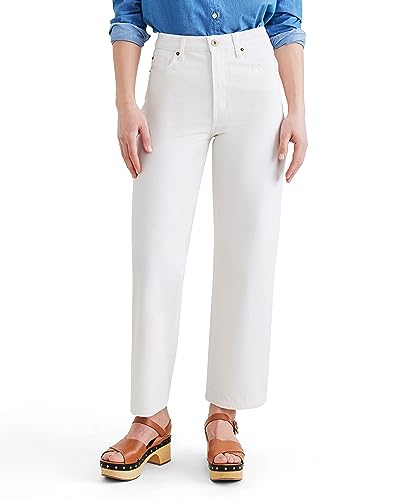 Dockers Women's High Straight Fit Jeancut Pant, Mainsail White, 25