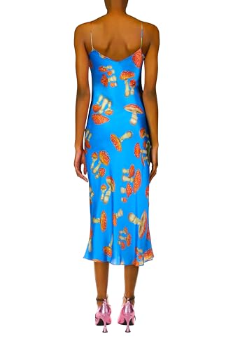 Rodarte, Teal Mushroom Printed Silk Satin Slip Dress, 2, Blue