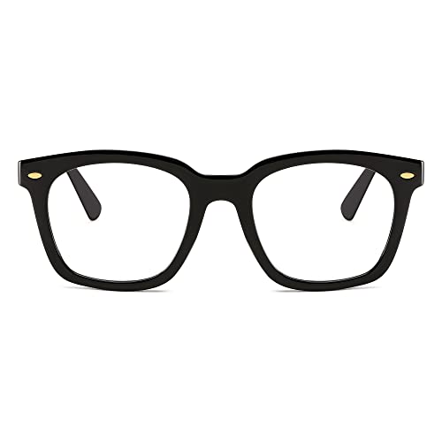 FEISEDY Reading Glasses, Blue Light Blocking, Square Oversized Glasses for Women and Men, B4096(Black, 1.50x)