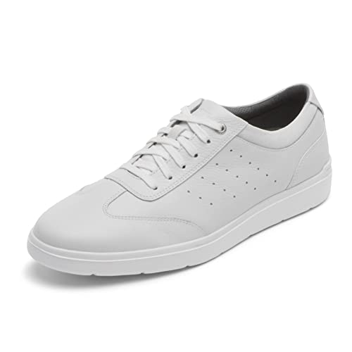 Rockport Men's Total Motion Court T-Toe Oxford, White, 10 Wide