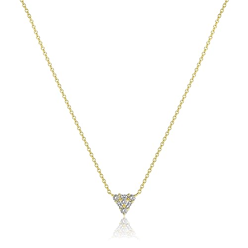 Tewiky Dainty Gold Pendant Necklace for Women, 14k Gold Filled Diamond Necklaces Minimalist Gold CZ Flower Necklace Delicate Preppy Necklace Aesthetic Gold Jewelry Cute Necklaces