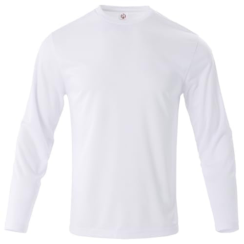 Mens Long Sleeve Shirts Quick Dry Crew Neck Sun Protection Gym Workout Athletic T-Shirt