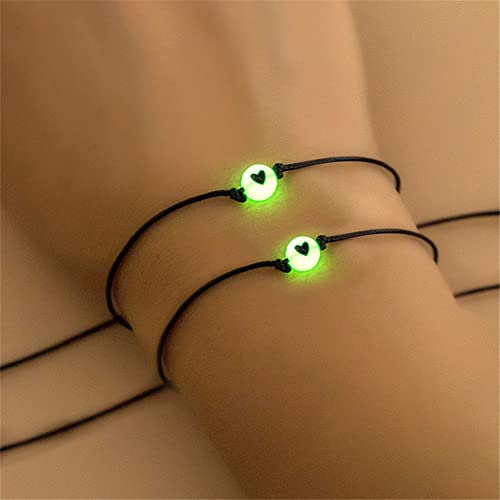 Pinky Promise Bracelet for Women Men Lucky Bead Love Heart Couple Bracelets Friendship BFF Glow in the Dark Jewelry