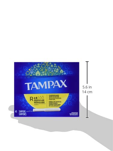 Tampax Cardboard Applicator Tampons, Regular, Unscented, 40 Count