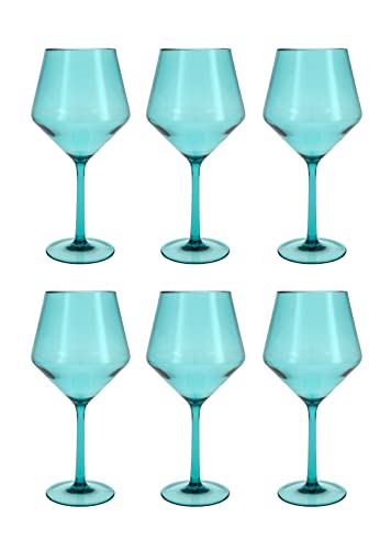 Fortessa Sole Copolyester Outdoor Drinkware, Cabernet Wine Glass, Aqua Sky Blue Green