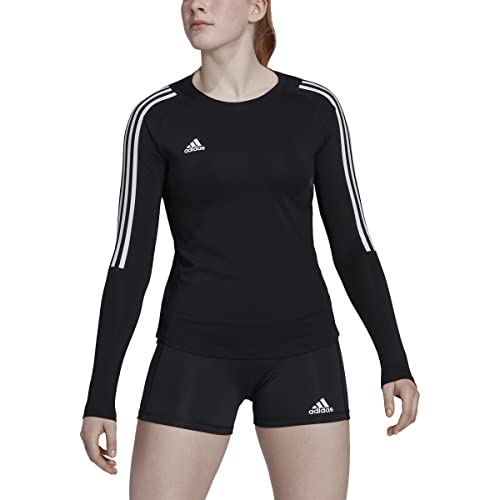 adidas Women's Hi Low Jersey Long Sleeve, Black/White, X-Small