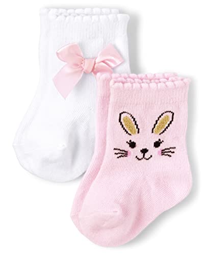 The Children's Place Baby and Newborn Easter Midi Socks, Blue Bunny, 6-12 Months