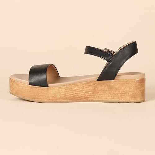 Amazon Essentials Women's Two Band Flatform Sandal, Cognac, 11