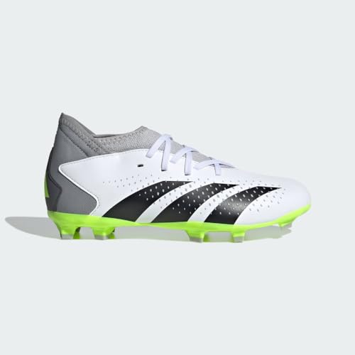 adidas Accuracy.3 Predator Firm Ground Sneaker, White/Core Black/Lucid Lemon, 6 US Unisex Big Kid