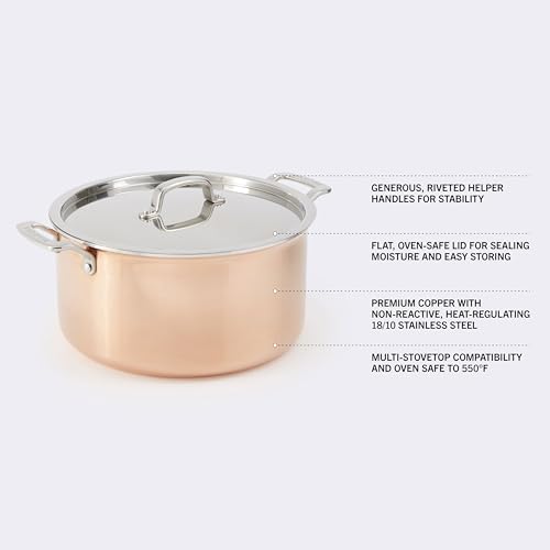 Martha Stewart Martha 3.5-Quart Stainless Steel Straight Sided Saute Pan w/Lid - Copper Exterior/Satin Interior