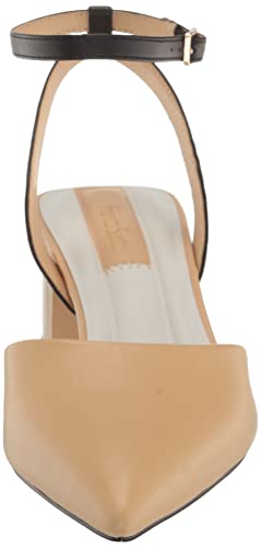 Franco Sarto Womens Naya Pointed Toe Pump Beige and Black Leather 11 M