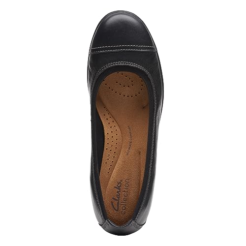 Clarks Women's Meadow Opal Ballet Flat, Black Leather, 8