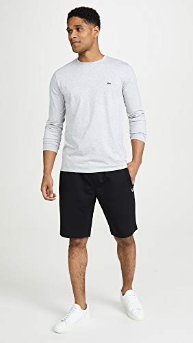 Lacoste Men's Long Sleeve Jersey Pima Regular Fit Crewneck T-Shirt, Silver Heathered, XS