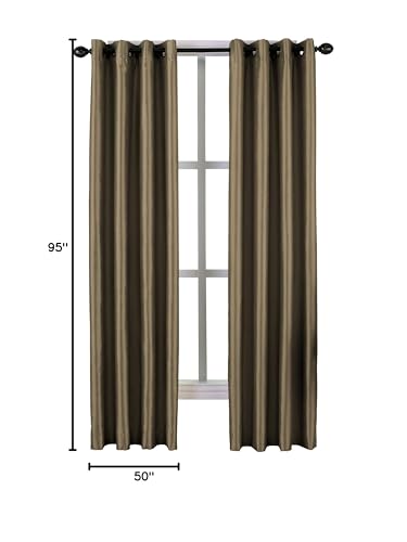 Curtainworks Malta Faux Silk Grommet Curtain Panel, 50 by 84", Bronze