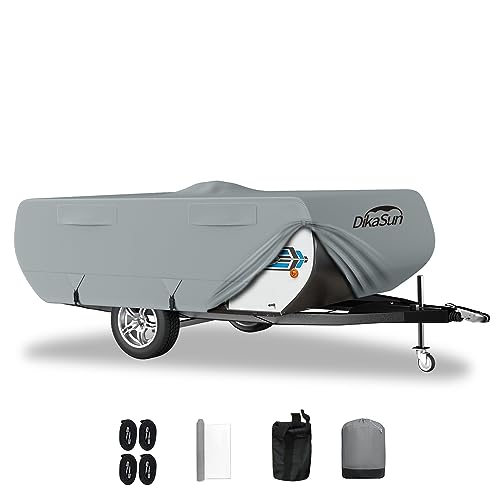 Travel Trailer Cover, 7 Layers Fiberglass Camper RV Cover (Fits 8' - 10' Trailers), Tear Resistant Waterproof Motohome Trailer Cover