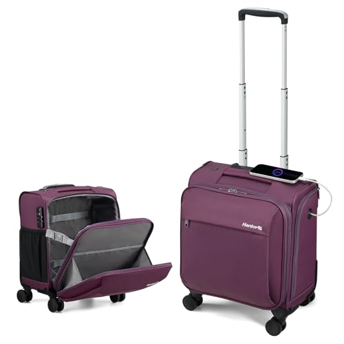 Hanke 16 Inch Underseat Carry On Luggage with Wheels Small Suitcase Softside Luggage Bags for Travel Lightweight Suitcases with Wheels Travel Luggage Personal Item for Men and Women.(Purple)