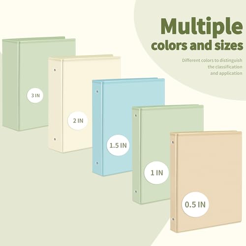 SUNEE 3 Ring Binder 1/2 Inch 4 Pack, Clear Half Inch View Binder Three Ring 0.5" PVC-Free (Fit 8.5x11 Inches) for School Slim Binder or Office Thin Binder Supplies, Neutral Aesthetic Binder