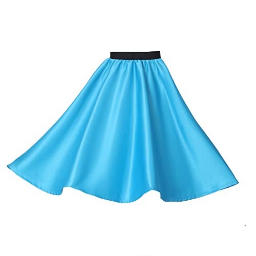 Rabtero Kids Sock Hop Costume, Girls 1950s Dress Costume, 50's Poodle Skirt with Scarf, Glasses and Socks for Girls 4-6, Small, Blue